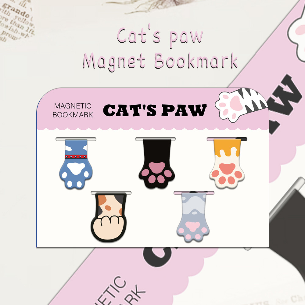

5PCS Creative New Product Cat Claw Magnetic Bookmark Student Supplies Books Interpage Decoration Bookmarks