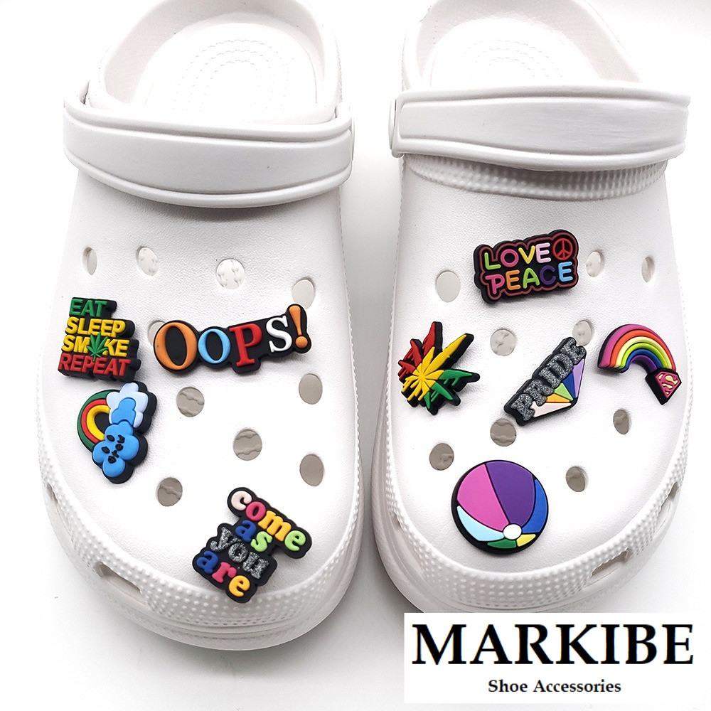 Jibb  110 Pin Sandal z Warna Reggae Lucu Aksesoris Hiasan Sendal Sepatu Lubang Kodok Baim Charms MAR