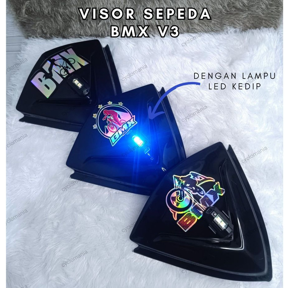 

YZ** VISOR SEPEDA BMX V3 EDITION MOTIF HOLOGRAM + LAMPU LED RGB KEDIP PESAWAT 7 WARNA VISOR SEPEDA VARIASI KEREN DI STANG AKSESORIS SEPEDA BMX N#
