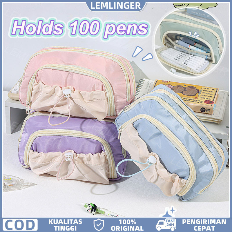 

【LEMLINGER】Tempat Alat Tulis Tas Pensil Berkapasitas Besar Dengan Desain Imut Untuk Perempuan Organizer Perlengkapan Sekolah