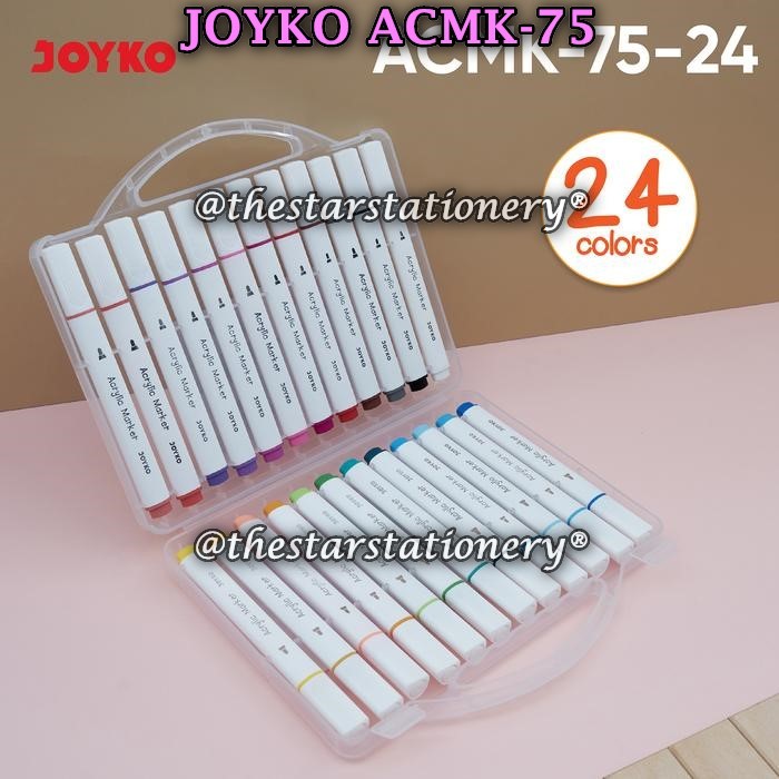 

(1 Set) GROSIR Spidol Akrilik JOYKO ACMK-75-24 24 Warna / JOYKO Acrylic Marker ACMK-75 (1 Set)