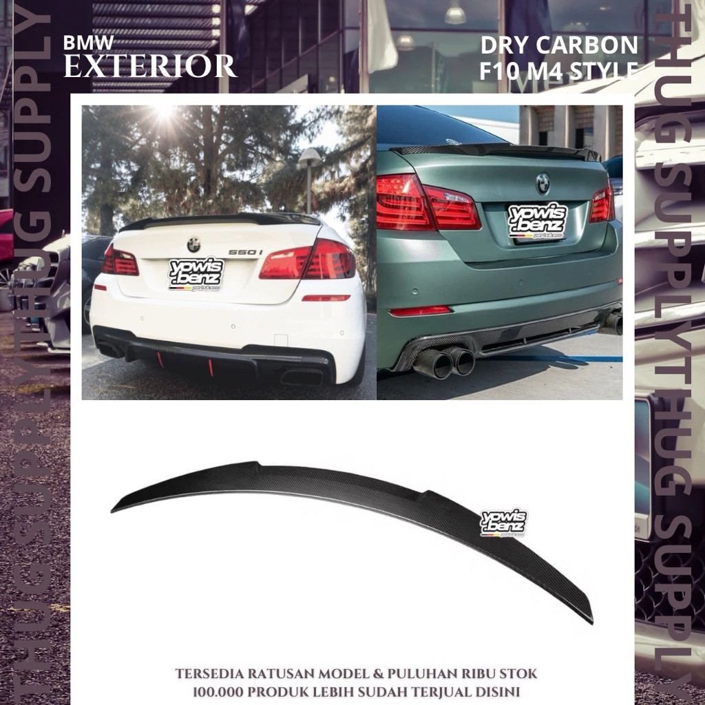 DUCKTAIL M4 STYLE F10 REAL CARBON WING SPOILER CANARD SIRIP DRY KARBON SPLITTER BUMPER LIPS FRONT KE