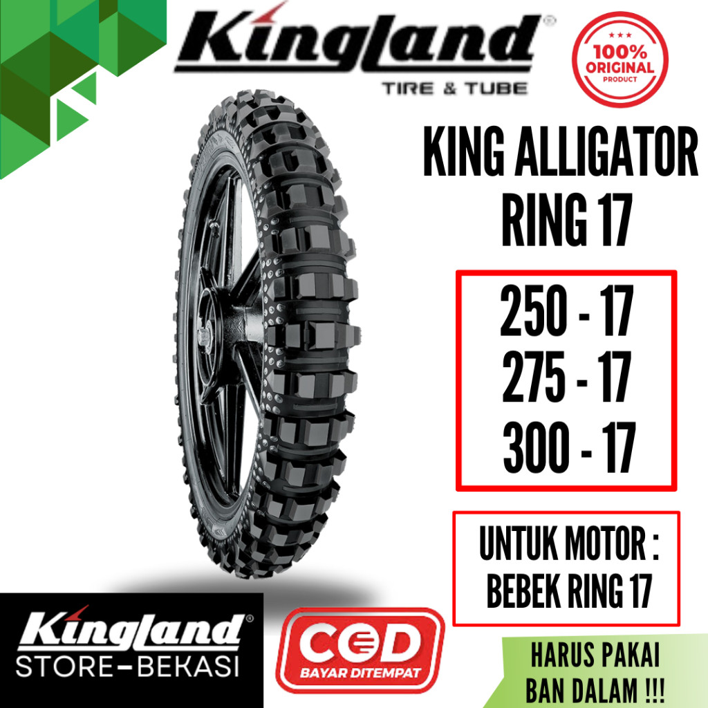 NURYANTO.SHOP Ban Trail Non Tubeless Kingland Aligator ukuran 250 275 300 Ring 17 untuk motor Bebek