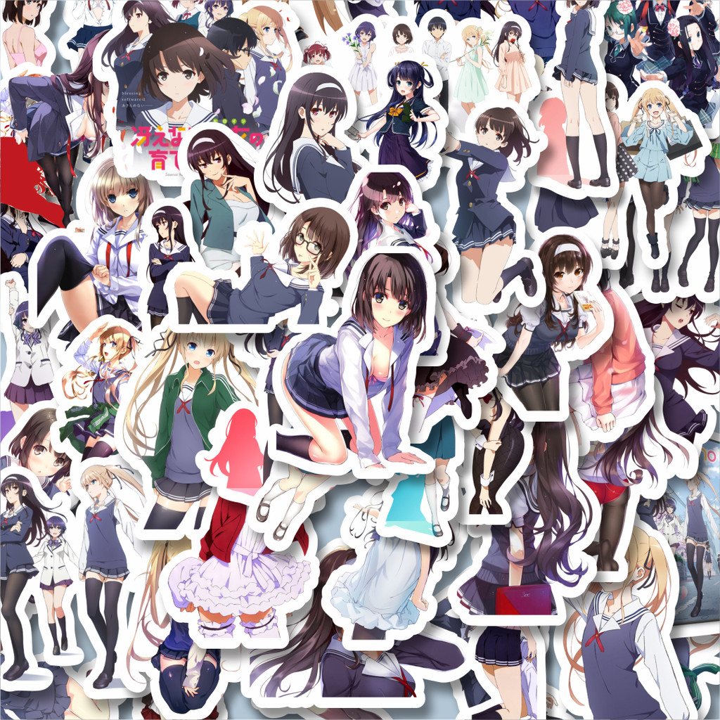

100PCS Lucu Stiker Anime Series Saekano/Saenai Heroine no Sodatekata Mix Stiker Aesthetic Stiker Anti Air Stikers Berperekat Waterproof sticker decal buat Motor Helm Buku Journal Koper Casing HP Laptop Botol Minum Hadiah anak
