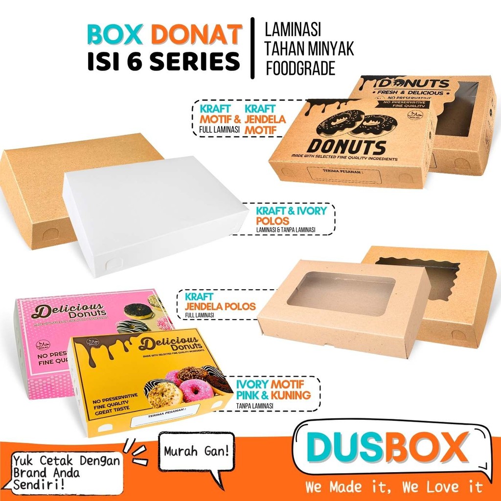 Box Donat isi 6 / Dus Donat isi 6 / Kemasan Donat / Kotak donat / Tempat Donat