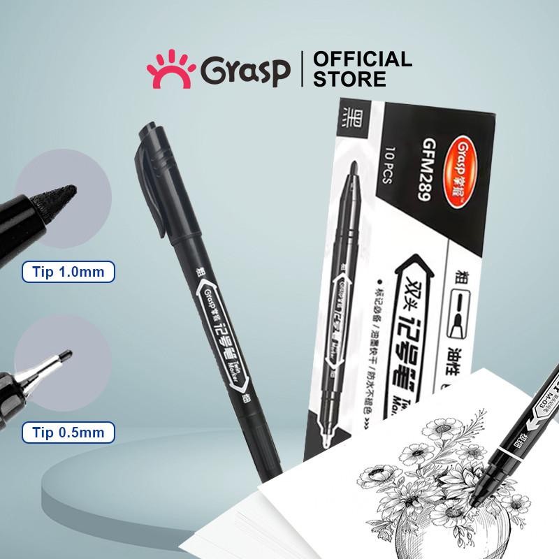 

GRASP Set Bundle Spidol Permanen Marker Spidol Penanda Dual Tip Artline Tahan Air SP002