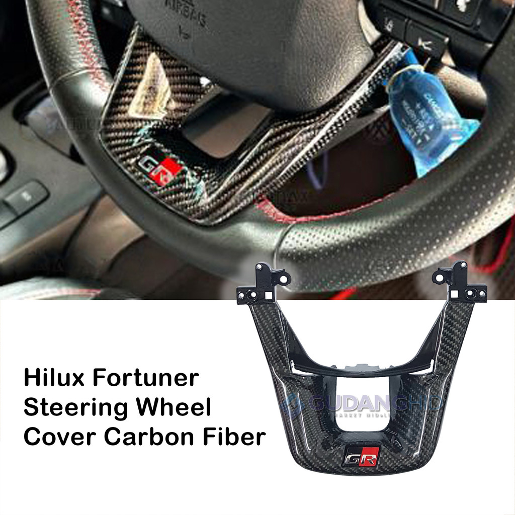 Panel V Setir Stir Hilux Fortuner Innova Reborn GR Steering Wheel Cover Carbon Fiber Kevlar