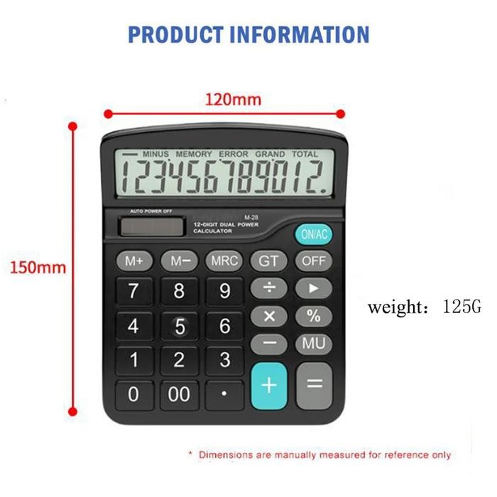

⪩ PROMO⪨Limited Stok [kuyamol] MOVIO Modern Calculator -Kalkulator Modern 12 Digit Kalkulator Kantor - Medium-Black