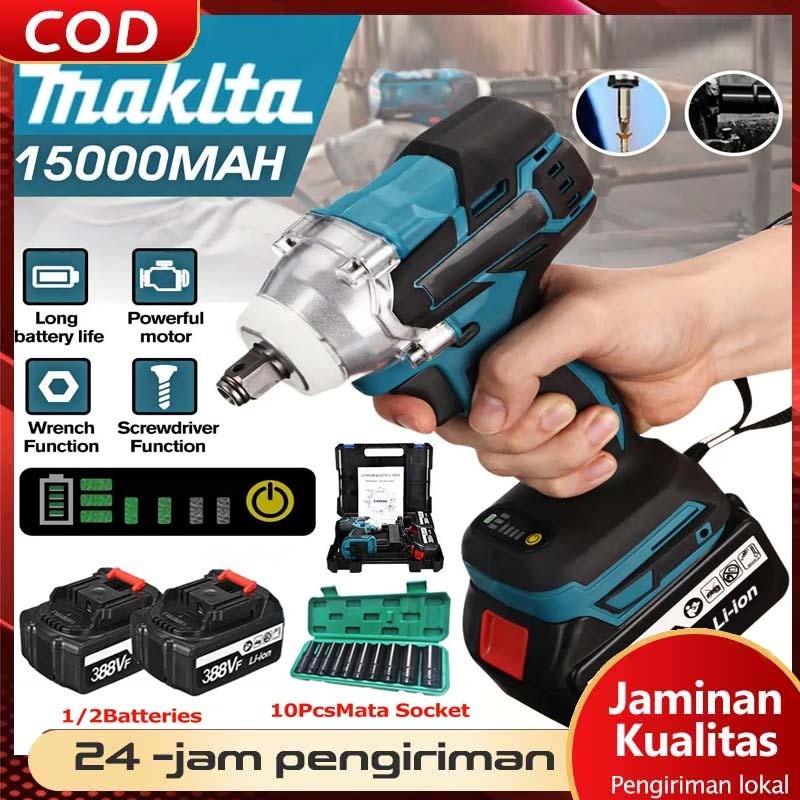 TAM.ZAM 【COD】Cordless Impact Wrench 588V 680N/M Bor Impact Baterai 2 Baterai Impek Baterai Kunci Wre