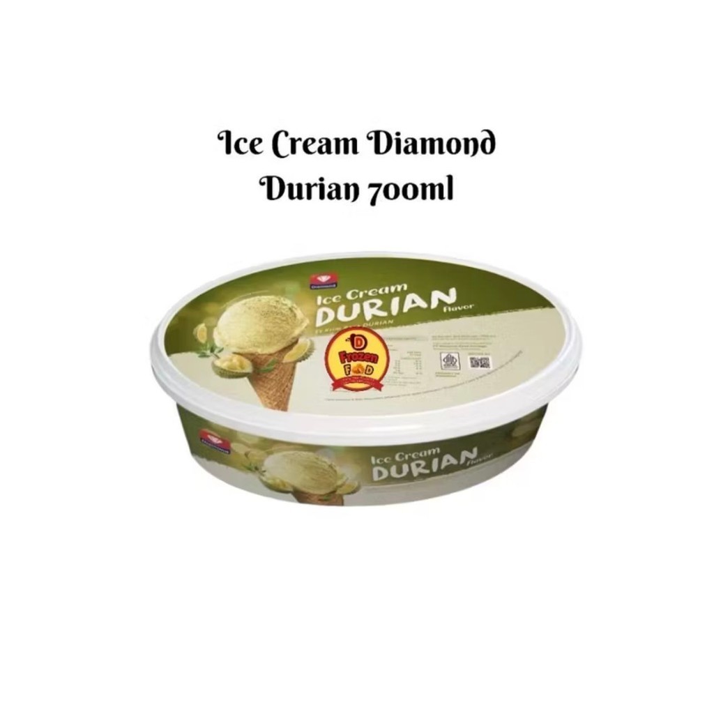 

Es Krim Diamond Durian 700ml es cream box kotak ice cream lembut creamy rasa dan wangi durian asli