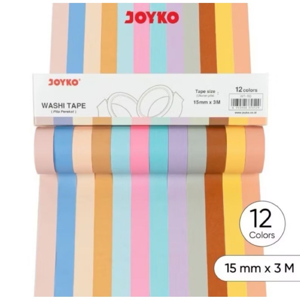 

Isolasi Washi Tape Joyko Wt-110 ( 1pak/12warna )