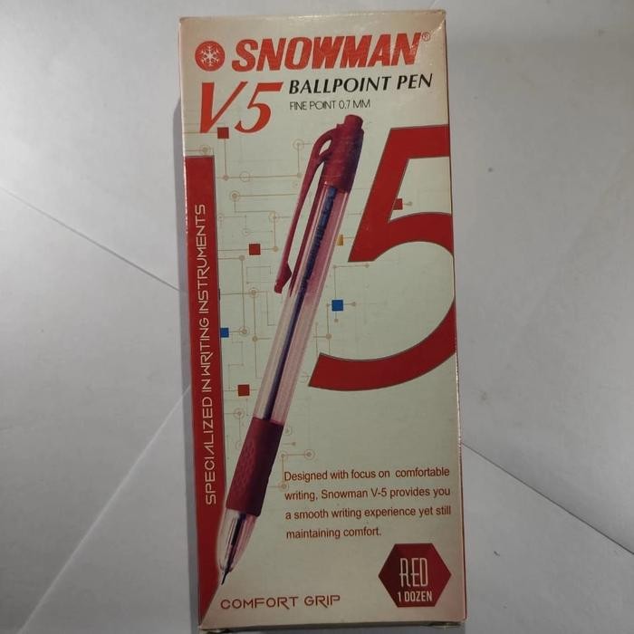 

pen / pulpen merah snowman V5 selusin | 1 dozen