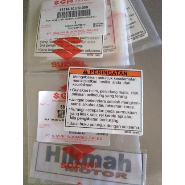 STIKER LABEL WARNING PERINGATAN ORI SUZUKI SEMUA MOTOR