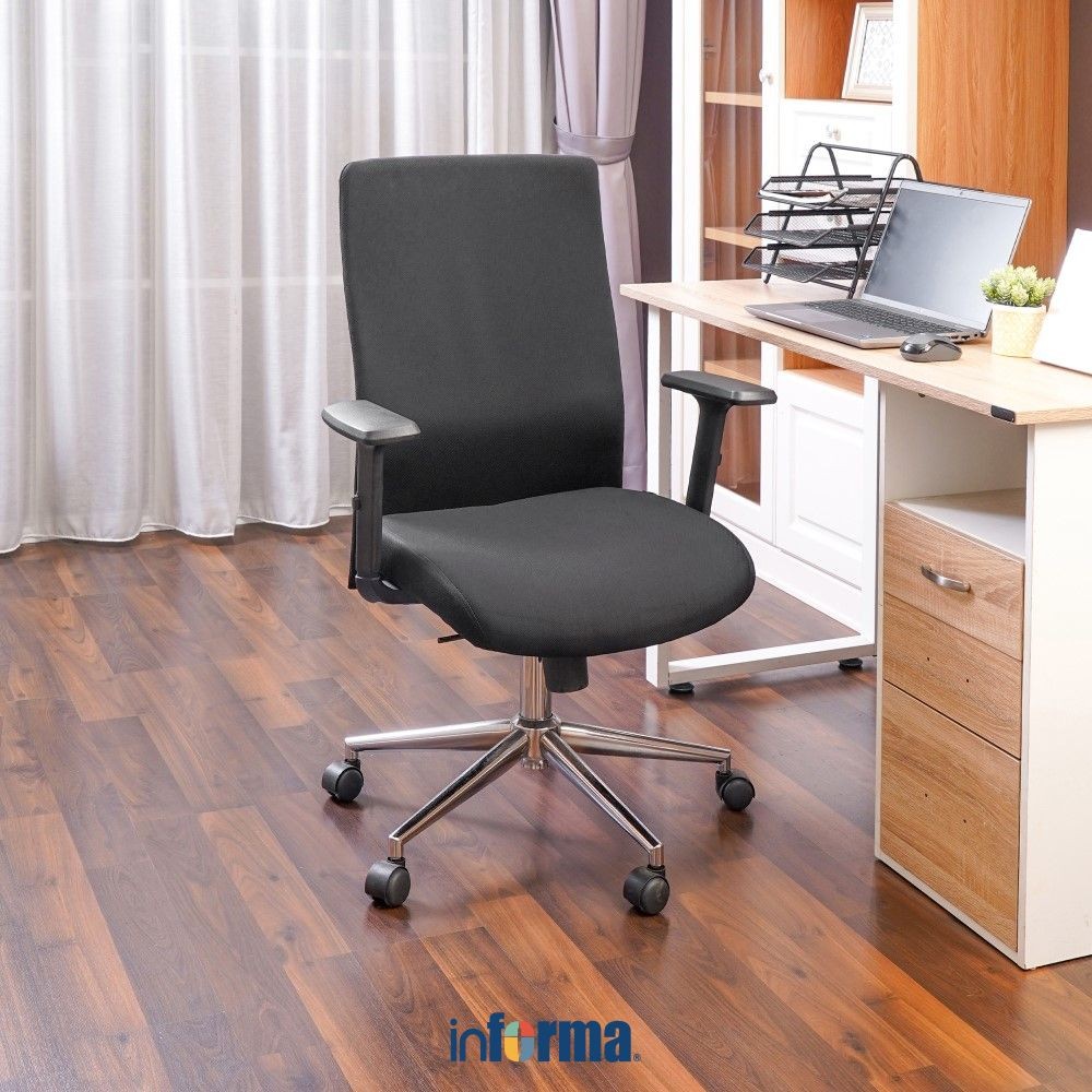 Informa Luke Kursi Kantor Sandaran Rendah - Hitam Tempat Duduk Kerja Dengan Roda Office Chair Kursi 