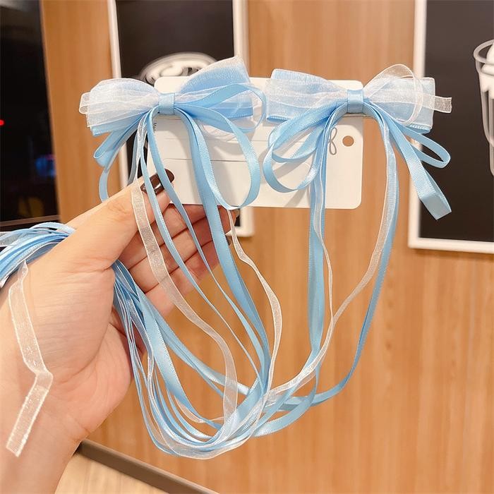 TERBARU JEPITAN ANAK HAIR CLIP AKSESORIS RAMBUT ANAK CEWEK 2 PC PITA KEPANG - BIRU