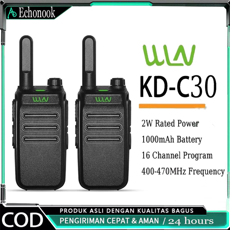【COD】HT Satuan WLN KD-C30 Walkie Talkie Handy Talky Black 2 Unit di luar ruangan Portabel Walkie Tal