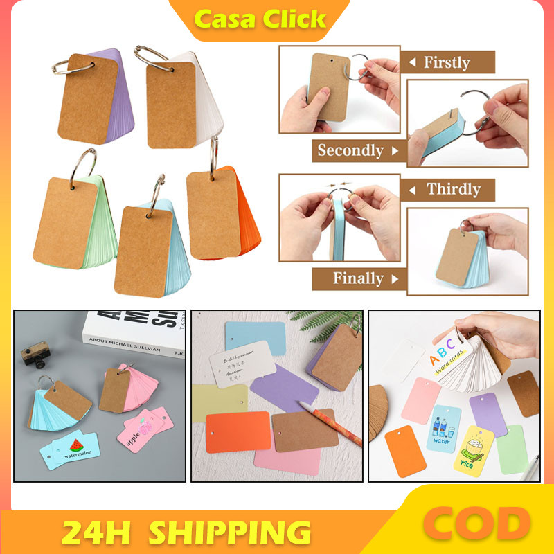 

Flash Card/Flash Card Polos 50 Lembar Flash Card/Memo Ring/Kosong Kartu Belajar Sticky Notes Belajar