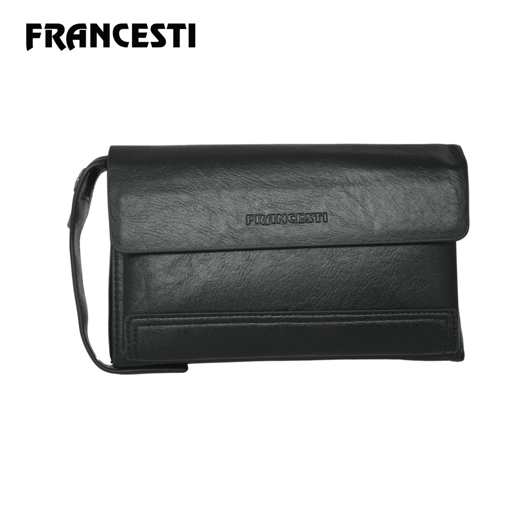 Francesti Clutch Bag Pria 651 kulit PU premium  Black/Tas tangan