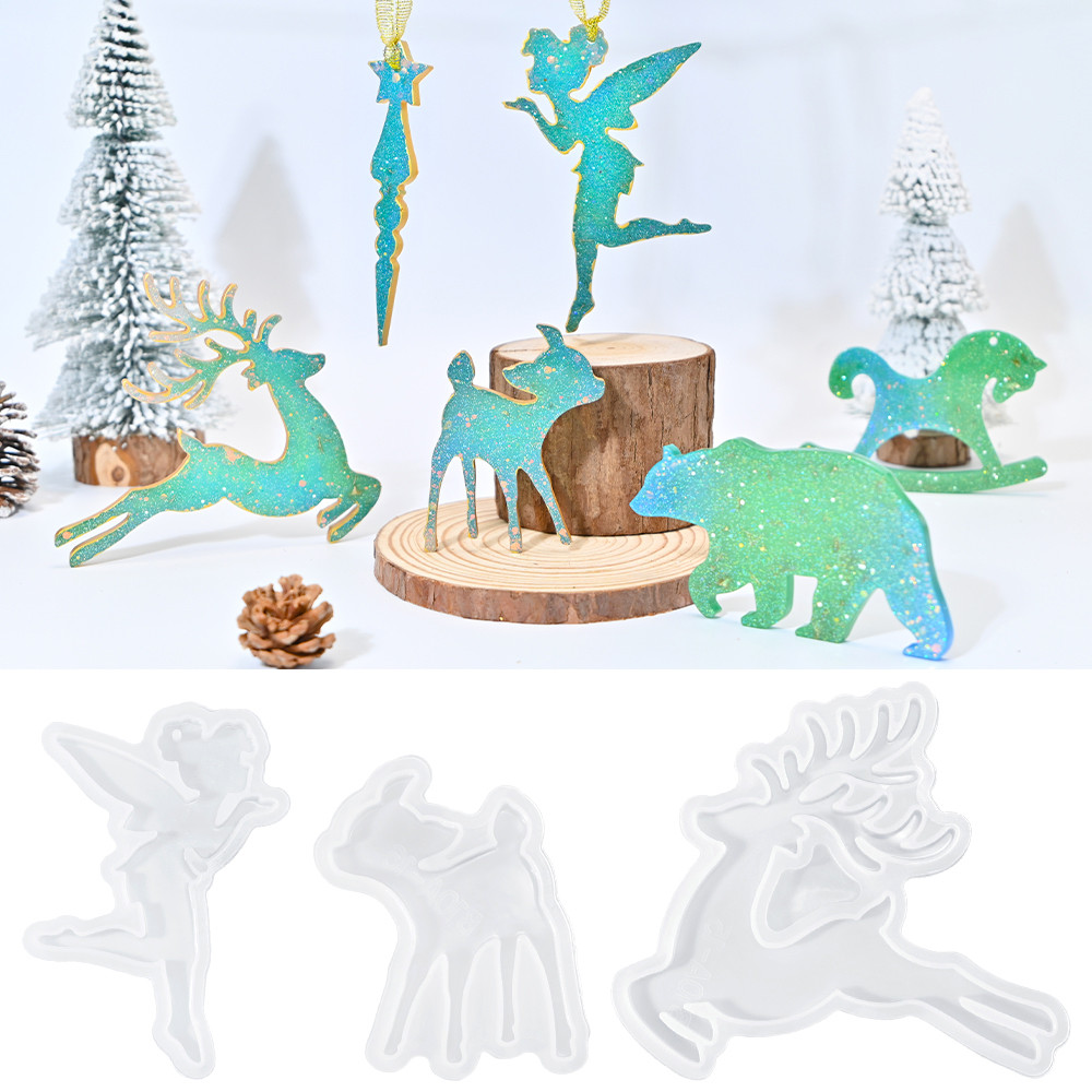 

SZ076 DIY Animal Pendant Epoxy Resin Molds Deer Sheep Jewelry Key Chain Desktop Ornament Silicone Mold