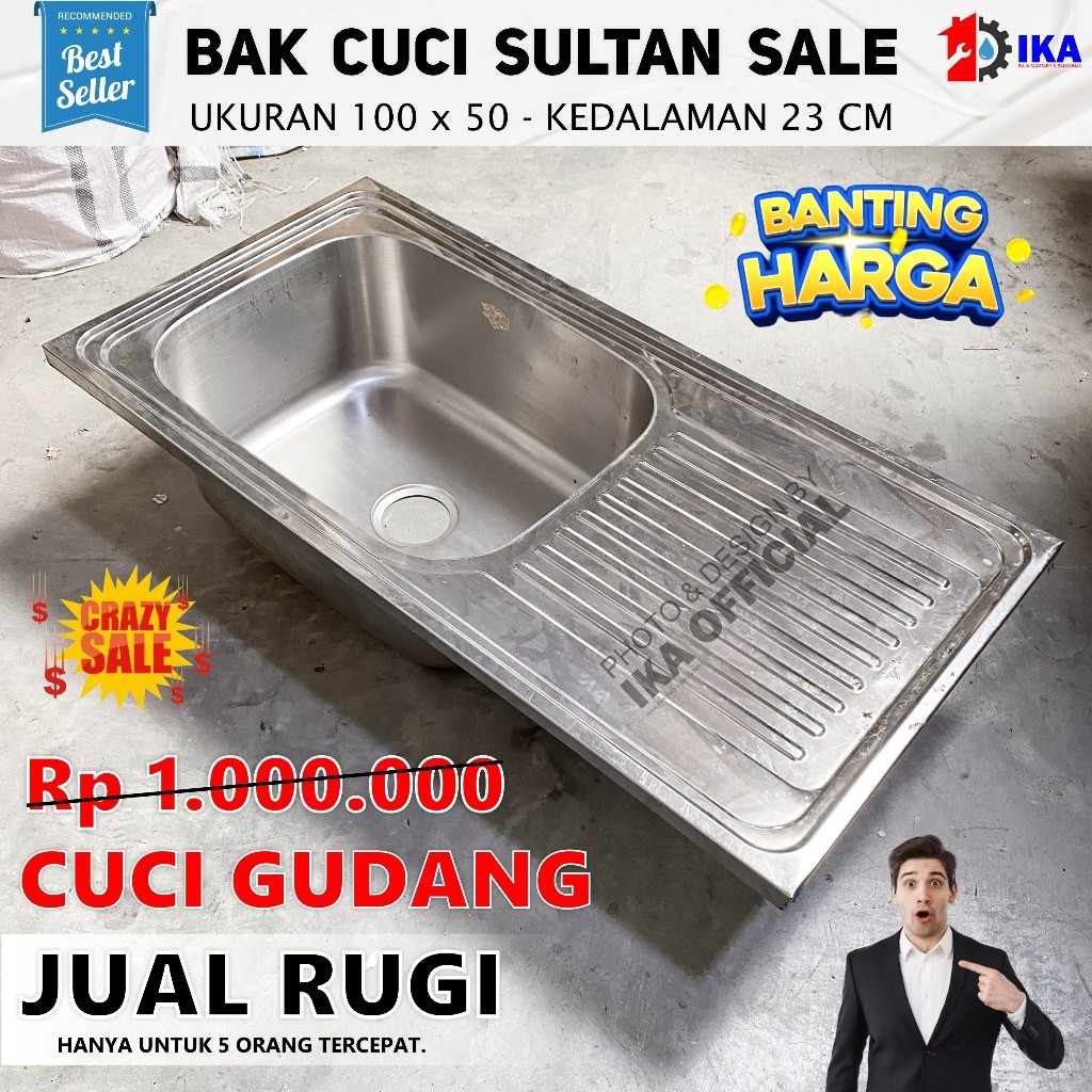 WASTAFEL CUCI PIRING/WASTAFEL CUCI PIRING STAINLESS/BAK CUCI PIRING 10050 SILVER KEDALAMAN 23 CM / B