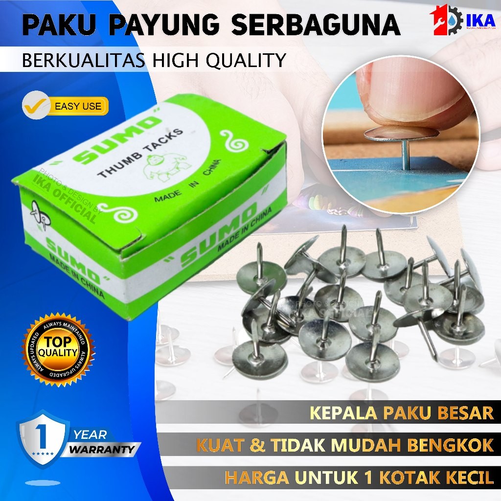 

PAKU PAYUNG MURAH PERKOTAK KECIL Paku Payung isi 20 pcs / Thumb Tacks Pines Push Pin Stainless / Paku Tekan Jamur Pinus / Paku Payung Pines Jamur Dekorasi / PAKU PAYUNG MURAH PERKOTAK / PAKU PAYUNG/Thumb Tacks / Paku Pines BERKUALITAS/ PAKU TERMURAH