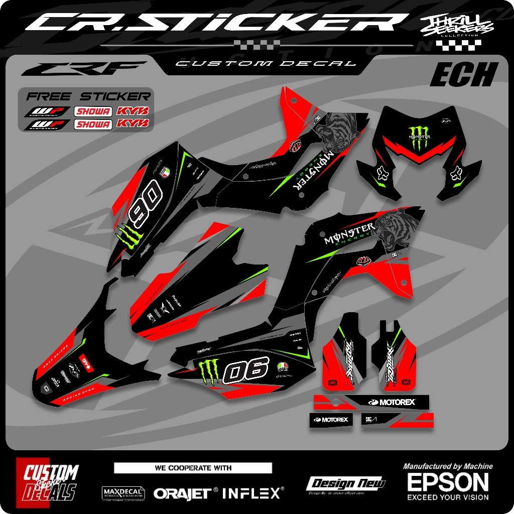 Stiker Decal Crf 150l Full Body Superglossy/doff DESAIN MONSTER TIGER STYLE  CUSTOME DECAL Premium F