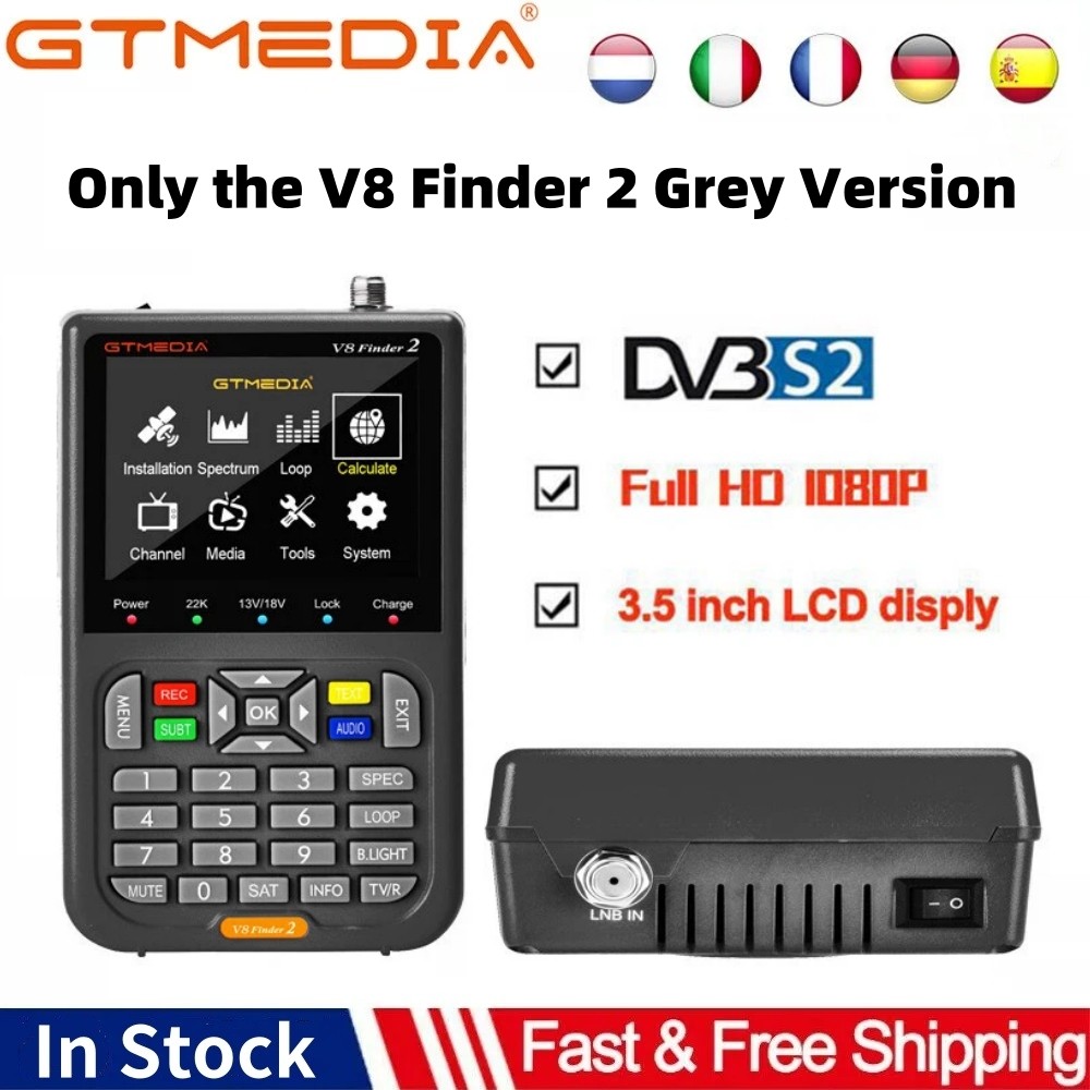 GTMEDIA V8 Finder 2 Satellite Finder Meter DVB-S/S2/S2X 3.5 Inch LCD Display 1080P,Type-C Port Satfi