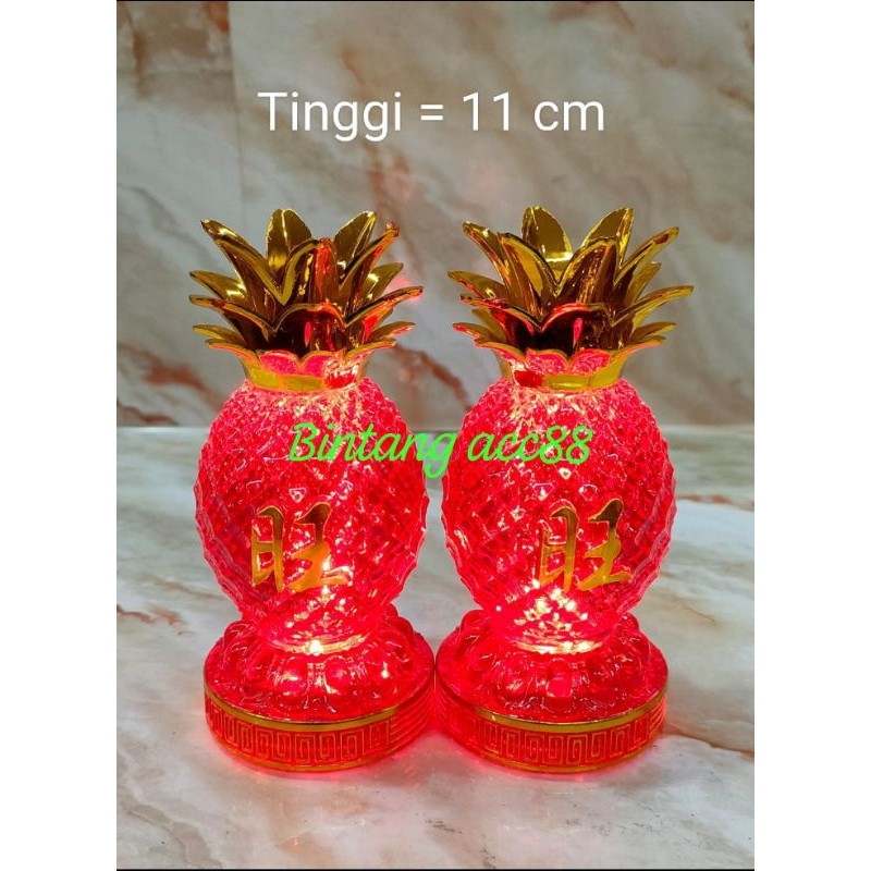 lampu sembahyang lampu altar nenas/ Onglai - 11cm - merah - baterai -h24