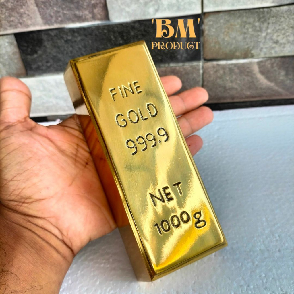 Miniatur Emas Batangan 1000 Gram 1Kg Miniatur Emas Kuningan Diecast Fine Gold 9999 % 1 pcs