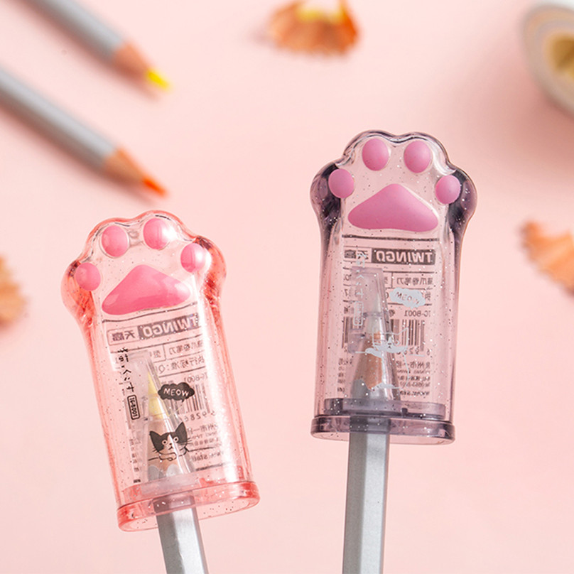 

Cute Cat Paw Pencil Sharpener Kawaii Stationery Taille Crayon Transparent Office School Supplies Sketching Pencil Sacapuntas