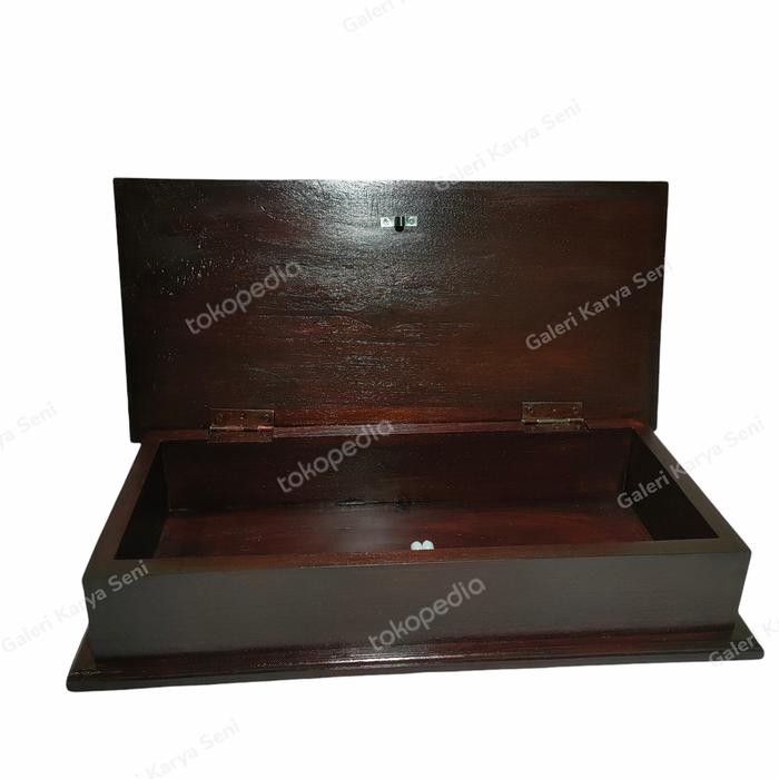 Kotak Pusaka Polosan Isi 2 Bahan Jati Finishing Coklat Antik Alusan