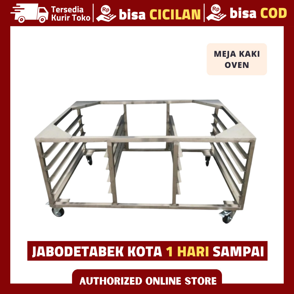 Kaki Meja Oven Gas Deck Stainless Kaki 4 Roda 1 Deck 130cm 120cm 100cm