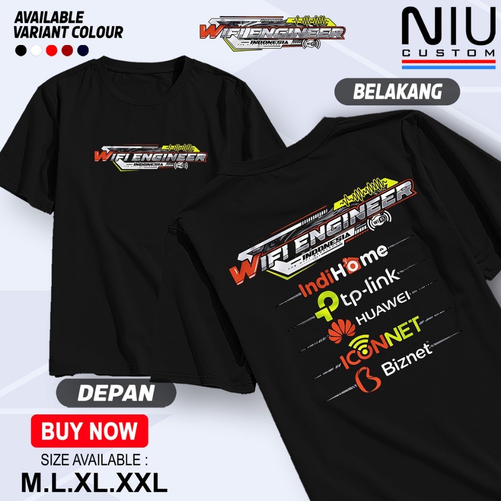 Kaos Teknisi Wifi Engineer Indonesia IndiHome Biznet Tshirt Distro Keren Murah Terbaru BIsa COD