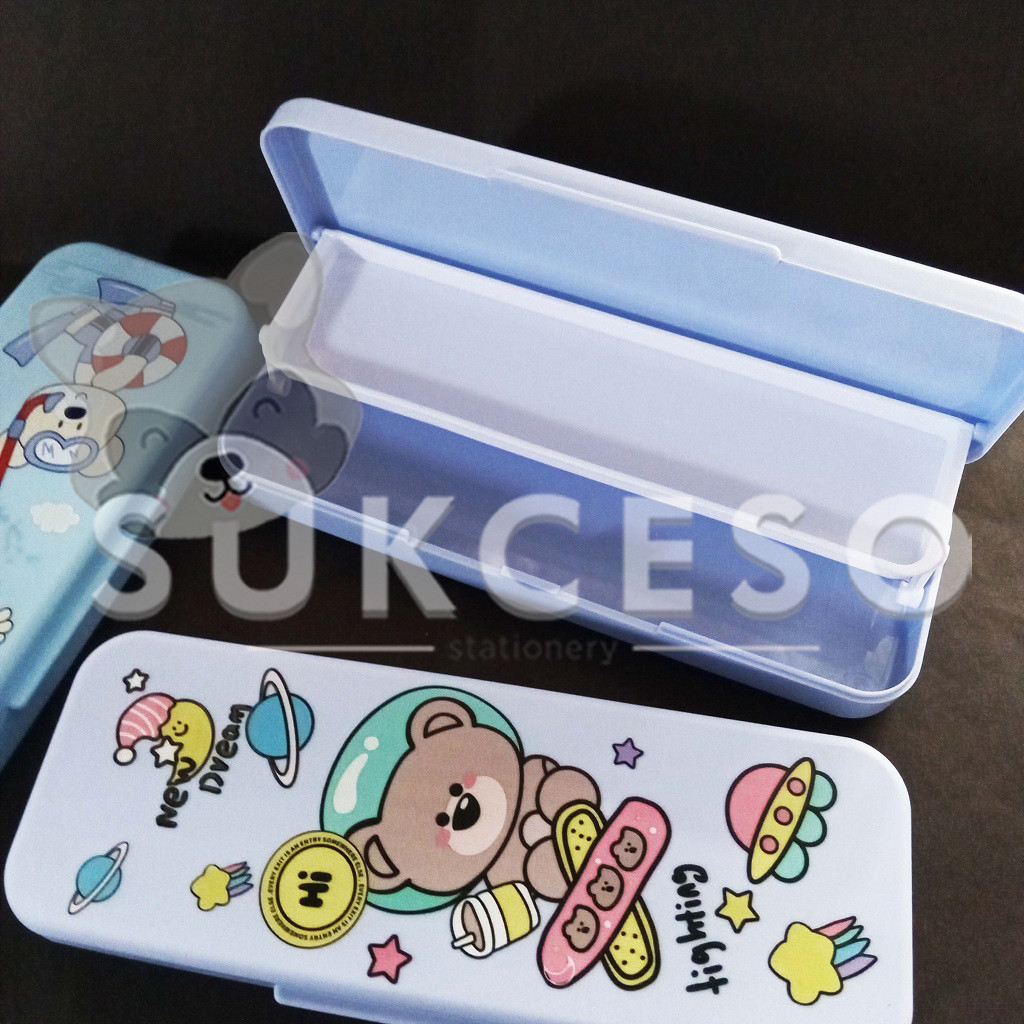 

FANCY Kotak Pensil Plastik 2 Susun 3390-5 - Pencil Case Pastel Box Murah