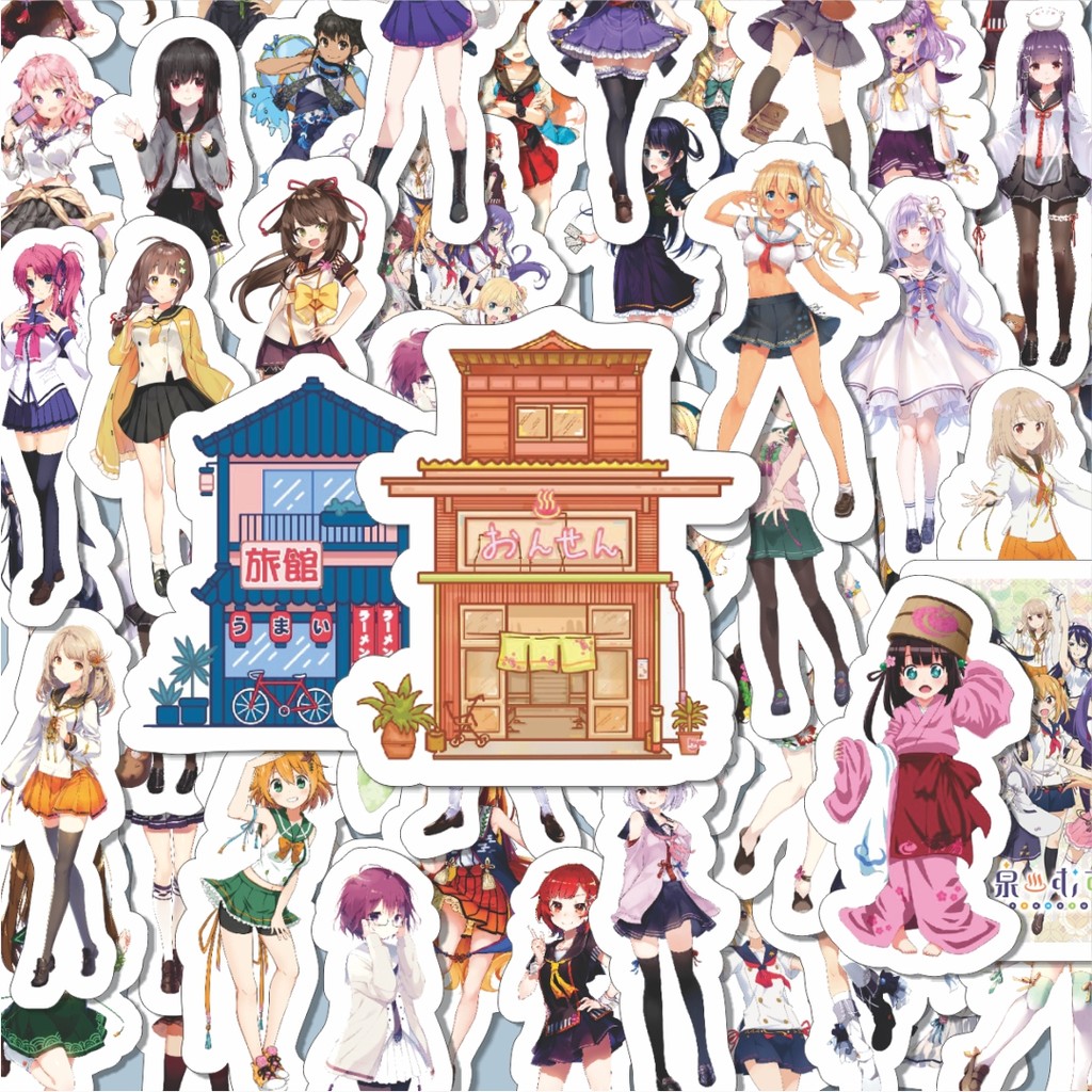 

100PCS Lucu Stiker Anime Series Onsen Musume Karakter Mix Stiker Aesthetic Stiker Anti Air Stikers Berperekat Waterproof sticker decal buat Motor Helm Buku Journal Koper Casing HP Laptop Botol Minum Hadiah anak