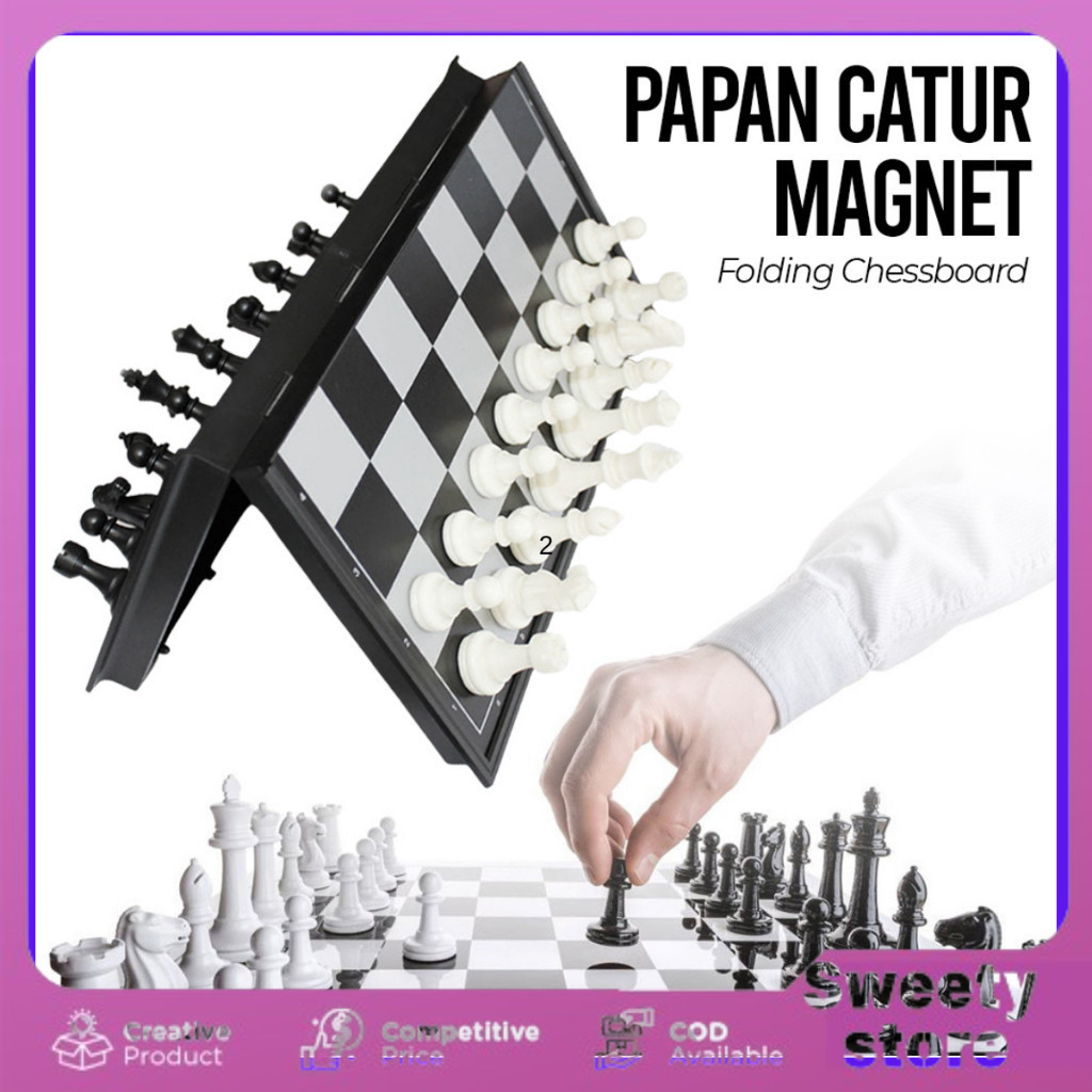 Sweety Store Indonesia-PAPAN CATUR Permainan Papan Catur Magnet Folding Chessboard PAPAN CATUR PLAST