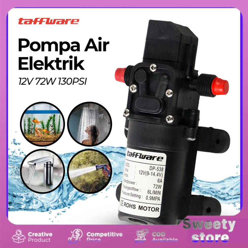 Sweety Store Indonesia-Pompa Air Elektrik Diaphragm Pump 12V 72W 130 PSI Dinamo Semprot Elektrik spr