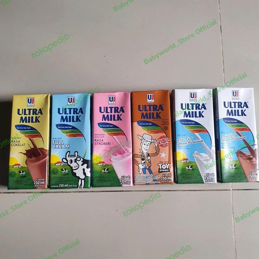 

Ultra Milk Susu UHT 250ml Rasa Coklat / Full Cream / Stroberi / Moka / Lowfat Coklat / Lowfat Vanila