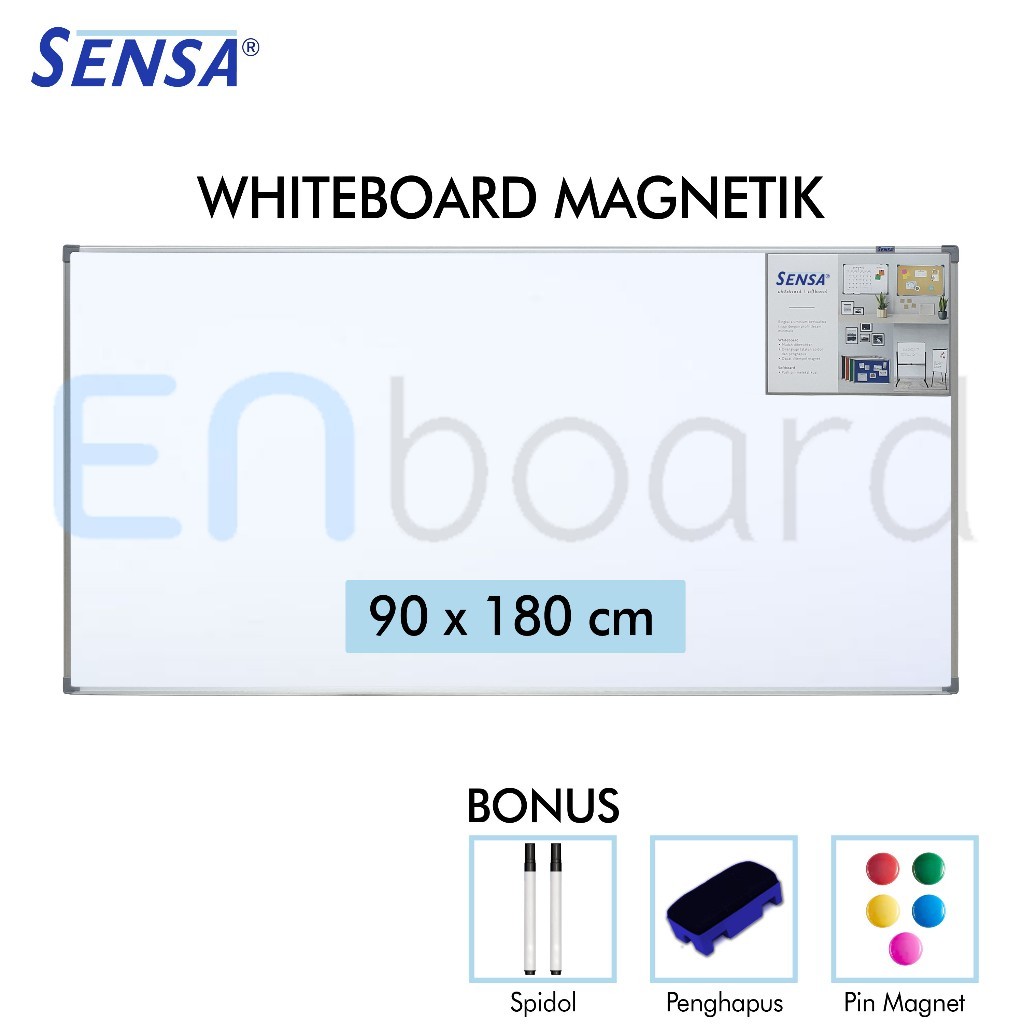 

NEW Papan Tulis Whiteboard / White Board Gantung Magnet Single Face Sensa 90 x 180 cm PREMIUM