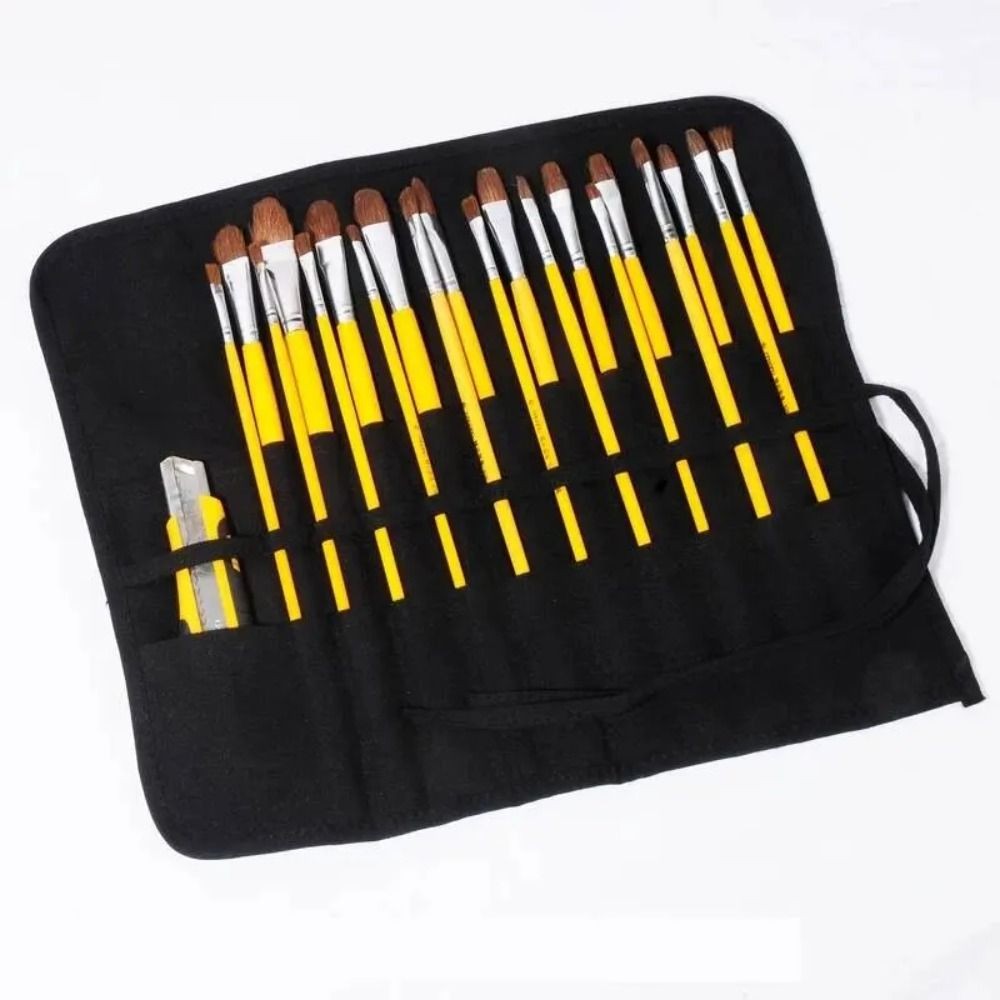 

High-Capacity Painting Brushes Storage Bag Canvas 22 Holes Watercolour Brushes Slots Multifunctional Roll Up Pen Bag