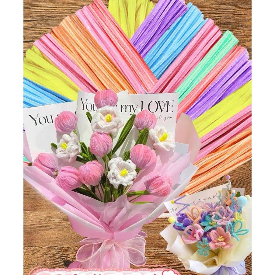 

100PCS Kawat Bulu Mercy ukrn 30CM / Pom Pom / Kawat Bulu Mainan Anak / Kerajinan Tangan Pipe Cleaner