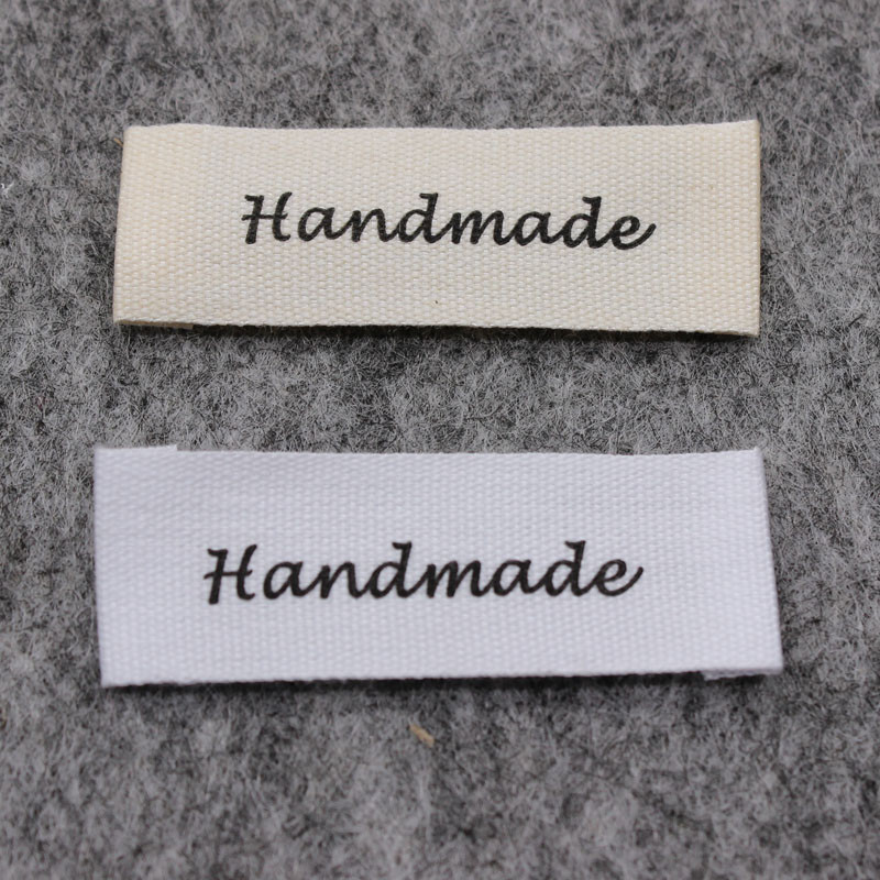

stock cotton handmade tags/white cotton printed handmade labels for handmade items clothing label custom collar labels