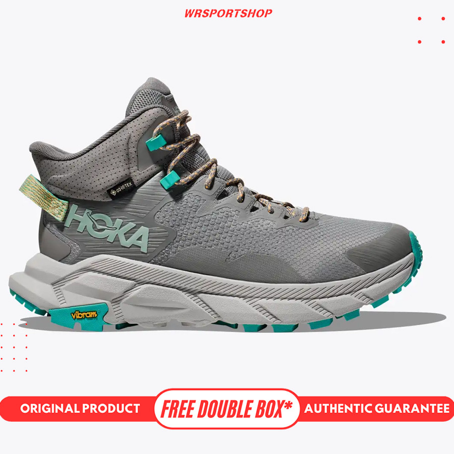 Hoka Trail Code GTX Men's Hiking Shoes - Galactic Grey / Electric Aqua