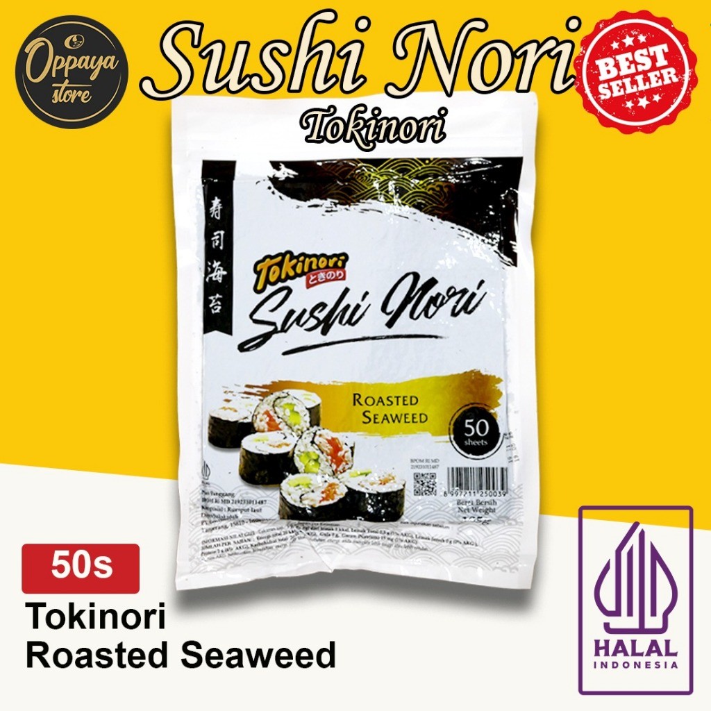 

Tokinori 50 Set Halal Sushi/Kimbab 50 Lembar Rumput Laut Sushi Kimbab