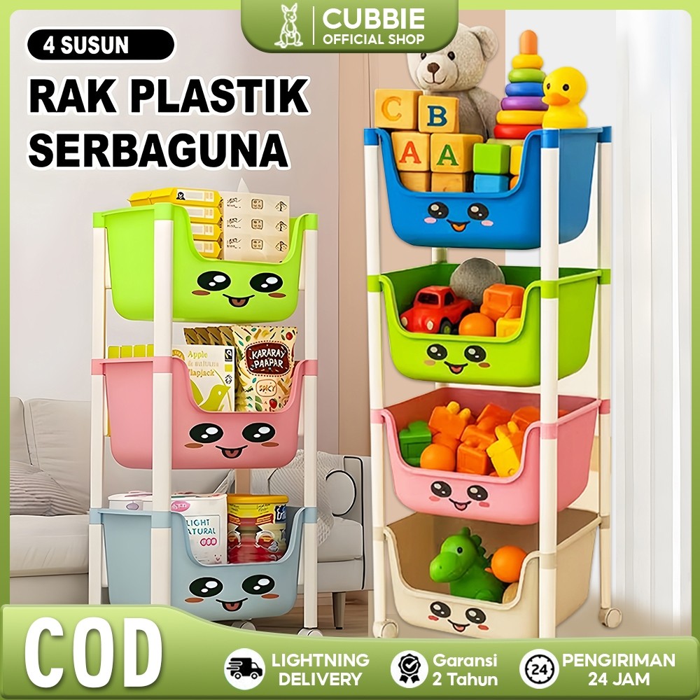 [ready stock] CUBBIE Rak Penyimpanan 4 Susun Rak Bertingkat Rak troli Rak Multifungsi Kuat Rak Kamar