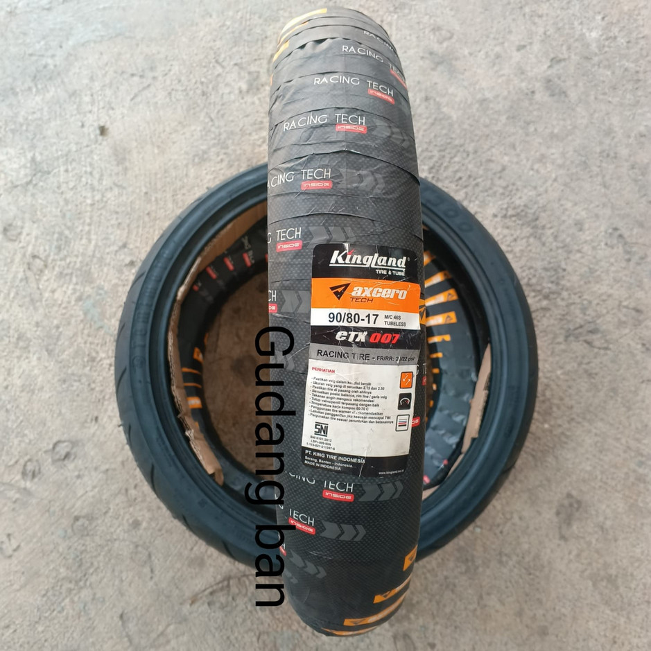 ( AXCERO CTX007 - RING 17 ) 90 / 80 - 17 KINGLAND Ban sport BALAP RACING SOFT TUBELESS FREE PENTIL