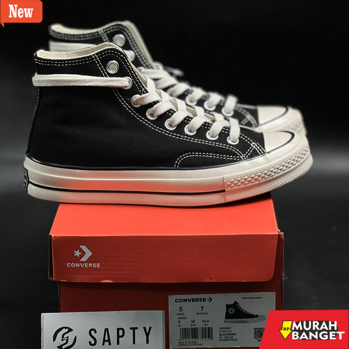 sepatu sneakers pria brand lokal Converse Chuck Taylor 70s Black White HI Import Original 100% BNIB