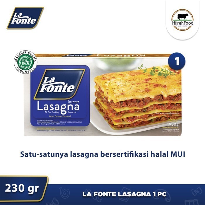 

La Fonte Lasagna Sheets Lafonte Pasta Lembar Kulit Lasagna Instan 230 gram