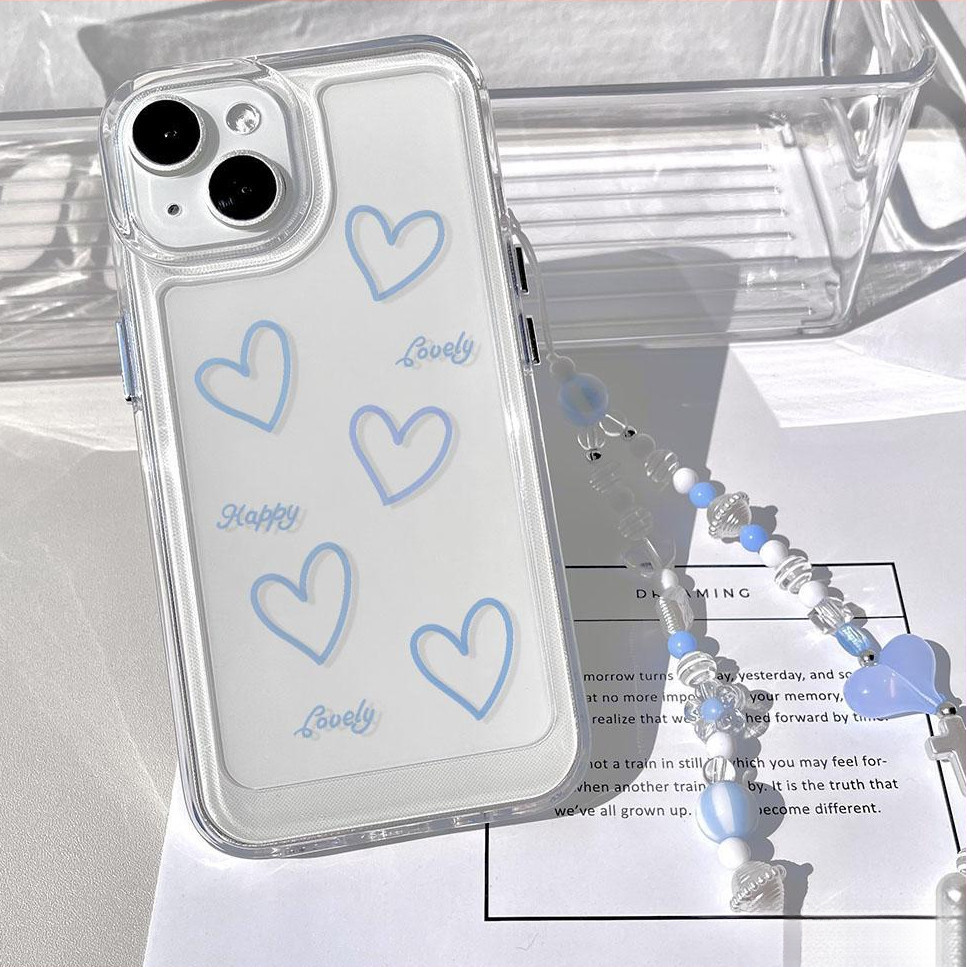 Tahan Benturan Bentuk hati tombol garis biru NEW Case hp VIVO Y400 Y19s Pro V50 Lite V50 V40 Lite 5G