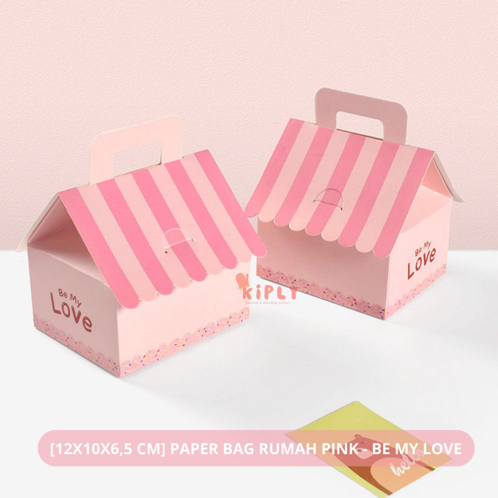 

[12X10X6,5 CM] Paper Bag Rumah Pink - Be My Love/ Paper Bag Mini Ulang Tahun/Kotak Kado Permen Kecil